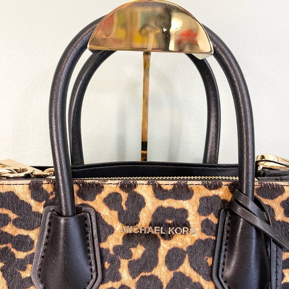 Michael Kors Black Leopard Real Haircalf Dyed Leather Crossbody Sling Handbag - Picture 16 of 16